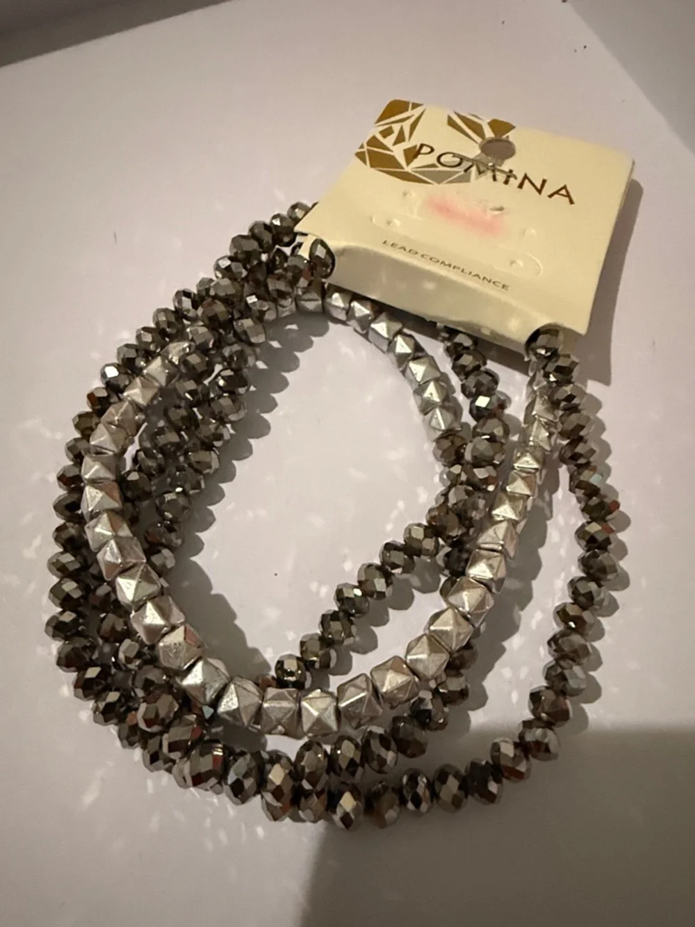 Pomina Black/Gold and Silver Beaded Necklace Set of 2